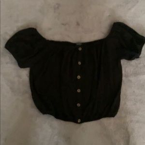 Black Off the Shoulder Crop Top